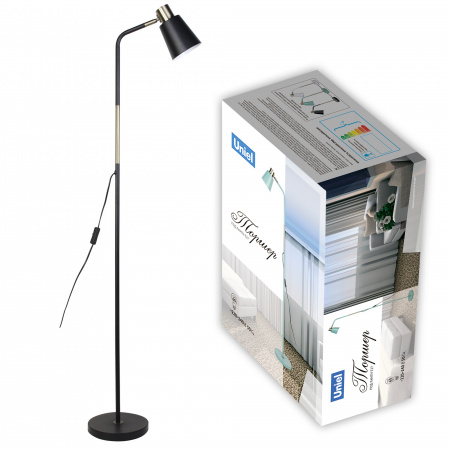 UL-00010185 Торшер UML-T700 E27 BLACK напольный под лампу Е27 60W с регулировкой наклона Механический выключатель черный Uniel 