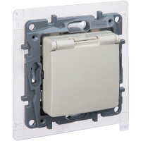 Розетка с заземлением IP44 - Legrand Etika - со шторками с защитной крышкой 16А 250В винтовые зажимы - слоновая кость Legrand/Daccord 672326