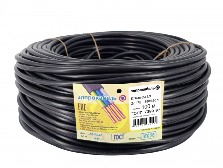 Провод ПВСнг(А)-LS  2*0.75 Ч 100м ТРТС Элпрокабель 77872001173 