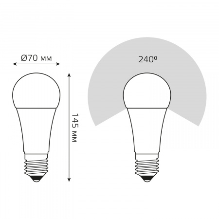 Лампа светодиодная LED 35 Вт 2670 лм 3000К А67 груша теплый E27 AC 220В Elementary Gauss GAUSS 70215