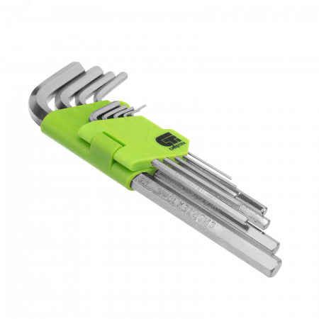 12318 Набор ключей имбусовых HEX, 1.5–10 мм, 45x, закаленные, 9 шт., удлиненные , никель СИБРТЕХ 