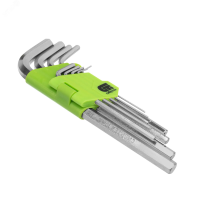 Набор ключей имбусовых HEX, 1.5–10 мм, 45x, закаленные, 9 шт., удлиненные , никель СИБРТЕХ 12318