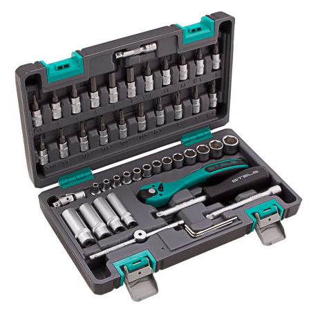 Набор инструментов, 1/4, Cr-V, S2, усиленный кейс, 47 предметов STELS 14099