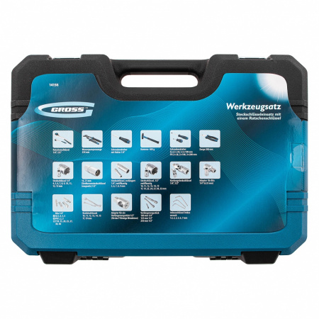 Набор инструментов, 1/4, 1/2, CrV, 120 зубьев, 76 предметов GROSS 14156