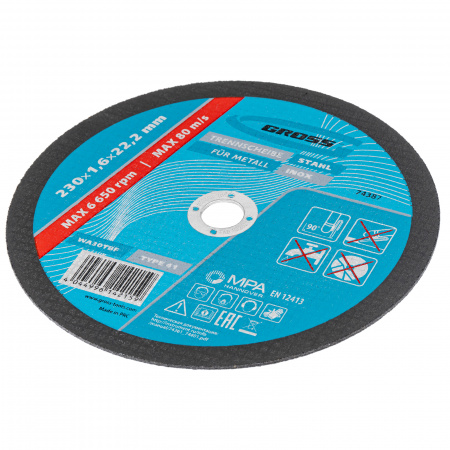 Круг отрезной по металлу, 230х1.6х22.2 мм, WA46TBF GROSS 74387