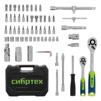 Набор инструментов, 1/2, 1/4, пластиковый кейс, 94 предмета СИБРТЕХ 13388