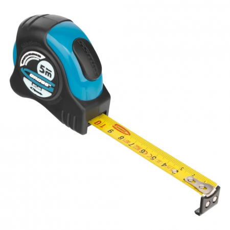 Рулетка  Schlagfest , 5 м x 19 мм, магн. обрез зацеп, двухст. шкала, нейлон покр. автоматич GROSS 31112