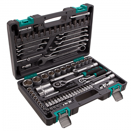 14105 Набор инструментов, 1/2, 1/4, CrV, пластиковый кейс 82 предмета STELS 