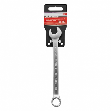 15109 Ключ комбинированный, 13 мм, CrV, матовый хром Matrix 