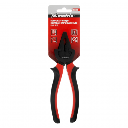 16980 Плоскогубцы Black Nickel, 180 мм, комбинированные, двухкомпонентные рукоятки Matrix 