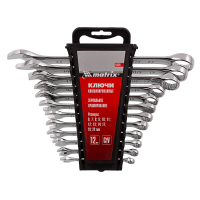 Набор ключей комбинированных, 6 - 22 мм, 12 шт., CrV, полированный хром Matrix 15426