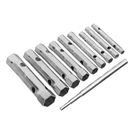 137525 Набор ключей трубчатых торцевых, 6-22 мм, вороток, оцинкованные, 9 шт. Sparta 