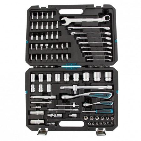 Набор инструментов, 1/4 , 1/2 , CrV, 120 зубьев, 82 предмета GROSS 14149