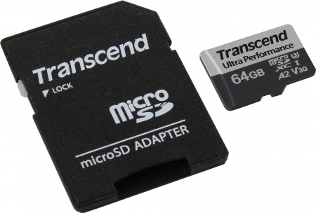 Карта памяти 64GB MicroSD 340S UHS I, SDXC, V30, U3, 160 МБ/с, Class 10 Transcend TS64GUSD340S 1000679211