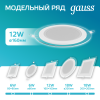 Светильник светодиодный ДВО 12 Вт 990 лм 4000К AC 220В IP20 круг D160х36мм монт d118мм Алюминий с декоративным стеклом Glass Gauss GAUSS 947111212