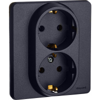 Розетка двойная с заземлением x 2К+З немецкий     стандарт 16А 250В~ INSPIRIA антрацит Legrand/Daccord 673753