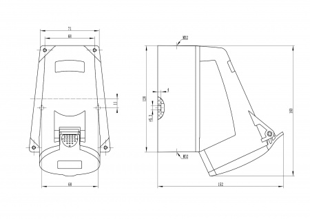 Розетка наружная IP44 32A 3P+E+N 400V DKC DIS5133257