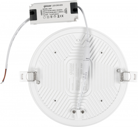 Светильник светодиодный ДВО 24 Вт 2400 лм 4000К AC 220В IP20 круг D170х27мм монт d155мм Пластик безрамочный Frameless Gauss GAUSS 967511224