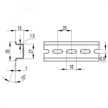 DIN-рейка перфорированная OMEGA 3AF,35х15. 300 мм. DKC 02150R-RET3