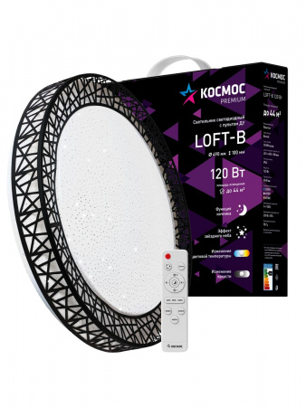 Светильник светодиодный ДБО-120 Вт настенно-потолочный управляемый Loft-B 230В 3000-6500K 9600Лм 490х100мм Космос KSLofB120W