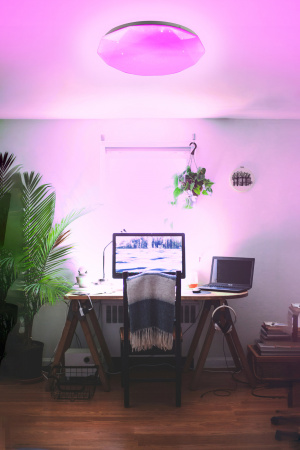 Светильник светодиодный ДБО-75 настенно-потолочный управляемый DIAMOND-RGB 230В 3000-6500K 6000Лм 502х83мм с RGB подсветкой Космос KSDiamRGB75W