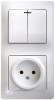 GSL000173 Блок: розетка + выключатель двухклавишный с подсветкой белый Systeme Electric 
