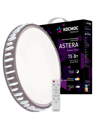 Светильник светодиодный ДБО-75 настенно-потолочный управляемый ASTERA 230В 3000-6500K 6000Лм 490х90мм Космос KSAste75W