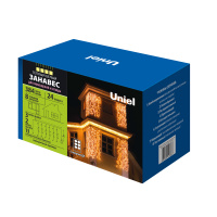 Занавес светодиодный 3х2м 384 светодиода Теплый белый свет Провод прозрачный ULD-C3020-384/DTA/RC WARM WHITE IP44 Пульт ДУ (в/к) Uniel UL-00008561