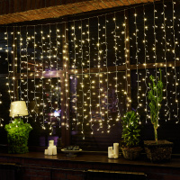 Занавес светодиодный 3х2м 384 светодиода Теплый белый свет Провод прозрачный ULD-C3020-384/DTA/RC WARM WHITE IP44 Пульт ДУ (в/к) Uniel UL-00008561