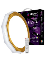 Светильник светодиодный ДБО-75 настенно-потолочный управляемый SIESTA  230В 3000-6500K 6000Лм 525х88мм Космос KSSies75W