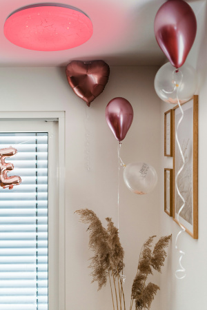 Светильник светодиодный ДБО-75 настенно-потолочный управляемый FROST-RGB 230В 3000-6500K 4400Лм 495х85мм с RGB подсветкой Космос KSFrosRGB75W