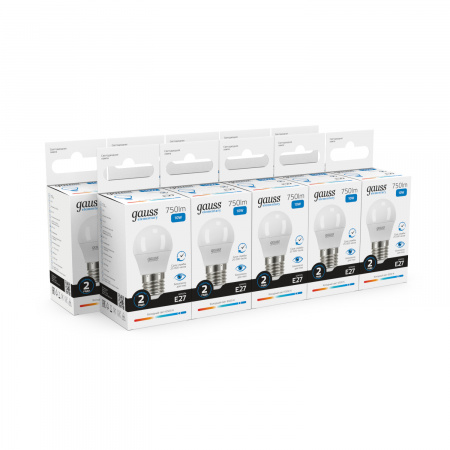 Лампа светодиодная LED 10 Вт 750 лм 6500К шар P45 холодный E27 AC 220В Elementary Gauss GAUSS 53230