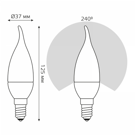 Лампа светодиодная LED 6 Вт 420 лм 3000К свеча на ветру теплый E14 AC 220В Elementary Gauss GAUSS 34116