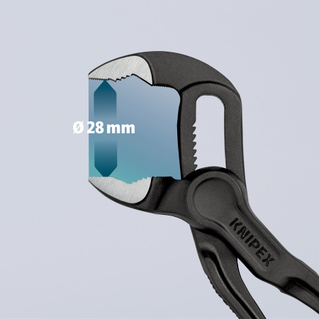 Клещи переставные сантехнические с фиксатором COBRA XS 28 мм (1) под ключ 24 мм L-100 мм Cr-V с ерые KNIPEX KN-8700100