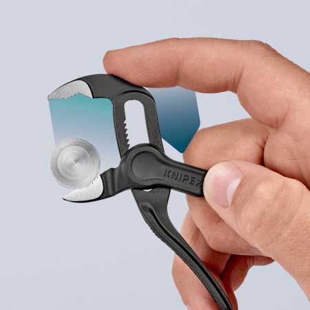 Клещи переставные сантехнические с фиксатором COBRA XS 28 мм (1) под ключ 24 мм L-100 мм Cr-V с ерые KNIPEX KN-8700100