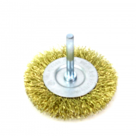 Щетка дисковая Д75х10 c хв-м д6х30, ворс гофр латунир-я сталь 0.30. до 4500 об/мин (13-178) EuroBrush EB-D75BS