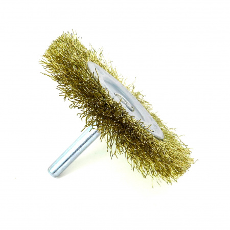 Щетка дисковая Д75х10 c хв-м д6х30, ворс гофр латунир-я сталь 0.30. до 4500 об/мин (13-178) EuroBrush EB-D75BS