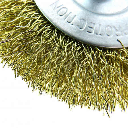 Щетка дисковая Д75х10 c хв-м д6х30, ворс гофр латунир-я сталь 0.30. до 4500 об/мин (13-178) EuroBrush EB-D75BS