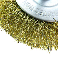 Щетка дисковая Д75х10 c хв-м д6х30, ворс гофр латунир-я сталь 0.30. до 4500 об/мин (13-178) EuroBrush EB-D75BS