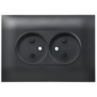 SKANDY Розетка 2-местная без заземления с защитными шторками 10А в сборе SK-R09Bl черный IEK SK-R23-10-K02-F