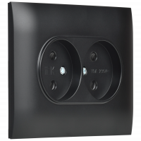 SKANDY Розетка 2-местная без заземления с защитными шторками 10А в сборе SK-R09Bl черный IEK SK-R23-10-K02-F