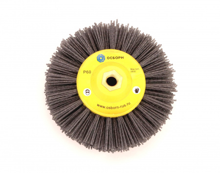 Щетка дисковая Д150х40хM14, ворс полимер абразив P60 по дереву для УПМ УШМ (болгарка) (6-011) ОСБОРН PLM.DB150M14P60