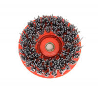 Щетка нейлоновая чашечная Д110xM14 P60 ворс полимер абразив по дереву на УПМ УШМ (6-003) ОСБОРН PLM.CUP110M14P60