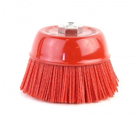 Щетка чашечная нейлоновая Д125xM14, ворс полимер-абразив P80 по дереву на УПМ УШМ (болгарка) (9-001) ОСБОРН FW-RAS5