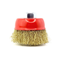 Щетка чашечная Д65xM14, ворс гофр латунир-я сталь 0.30 по металлу (13-025) EuroBrush EB-IBS1