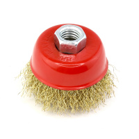 Щетка чашечная Д65xM14, ворс гофр латунир-я сталь 0.30 по металлу (13-025) EuroBrush EB-IBS1