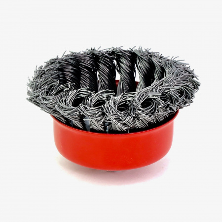 Щетка чашечная жгутовая Д75xM14, ворс сталь 0.50 по металлу (13-100) EuroBrush EB-AST2