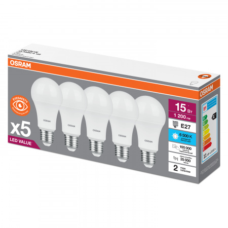 Лампа светодиодная LED 15 Вт E27 6500К 1200Лм груша 220 В (замена 125Вт) OSRAM LEDVANCE 4058075577862