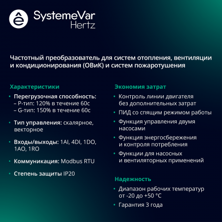 STV050U15N4 Преобразователь частоты STV050 1.5 кВт 380В ЭМС С3 + LED панель оператора Systeme Electric 