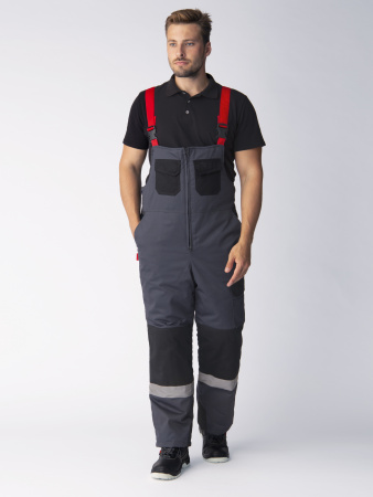 Костюм зимний Фаворит-Мега (ткань Протек,240) полукомбинезон, черный красный серый, 52-54 170-176 Факел 87472322 87472322005